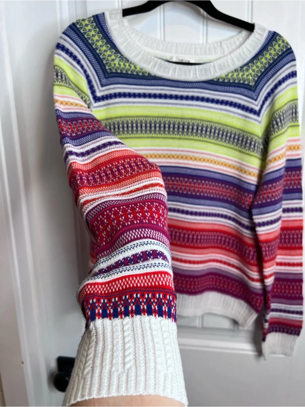 Tyler Boe Multicolor Striped Fair Isle Crewneck Sweater.‎ Size Small.